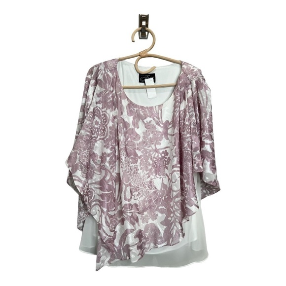 Alex Evenings Lavender Burnout Double Layer Chiffon Occassion Blouse Size 3X NEW - Picture 12 of 16